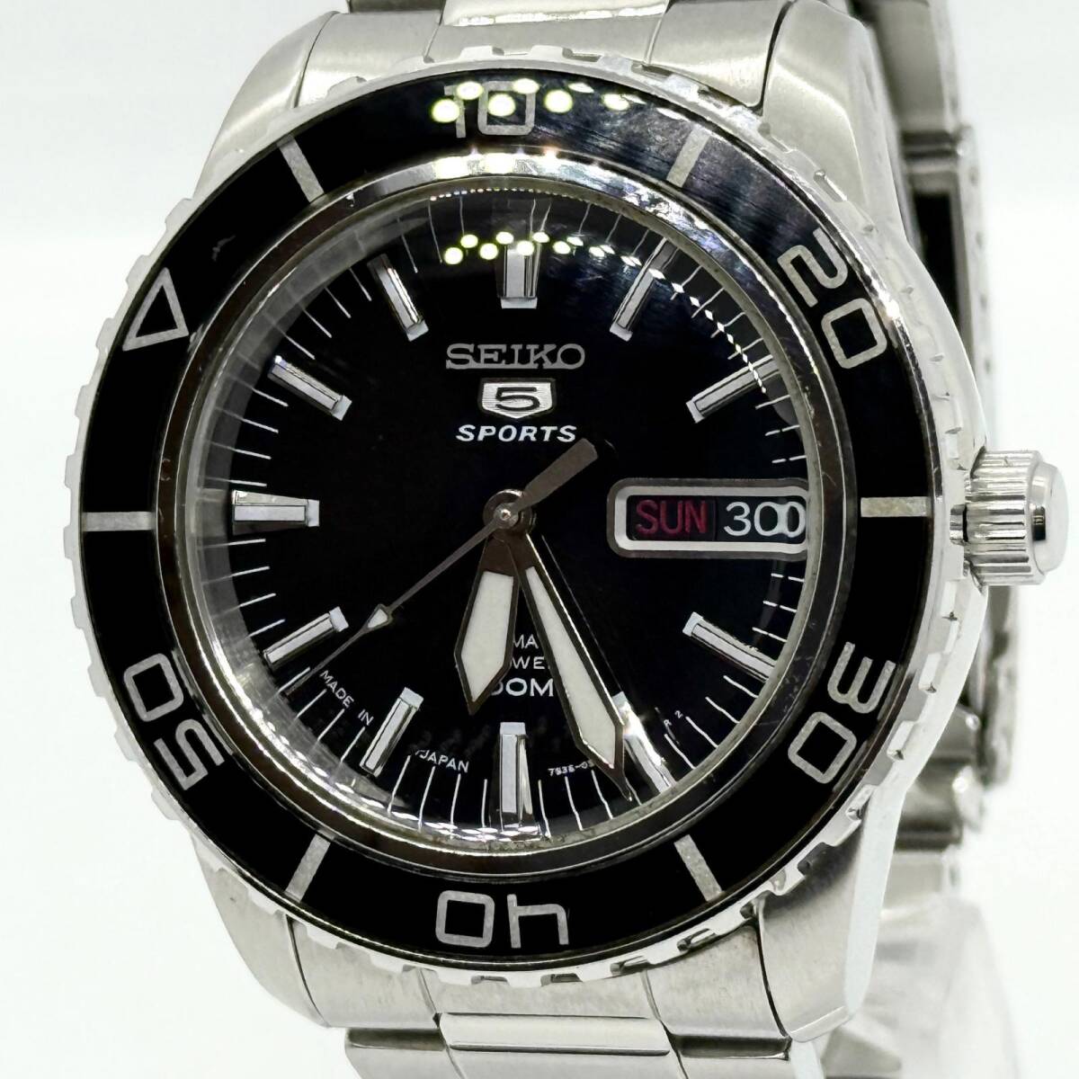 SEIKO セイコー 5スポーツ 7S36-04N0 SS SS ブラック AT メンズ 腕時計 稼働品