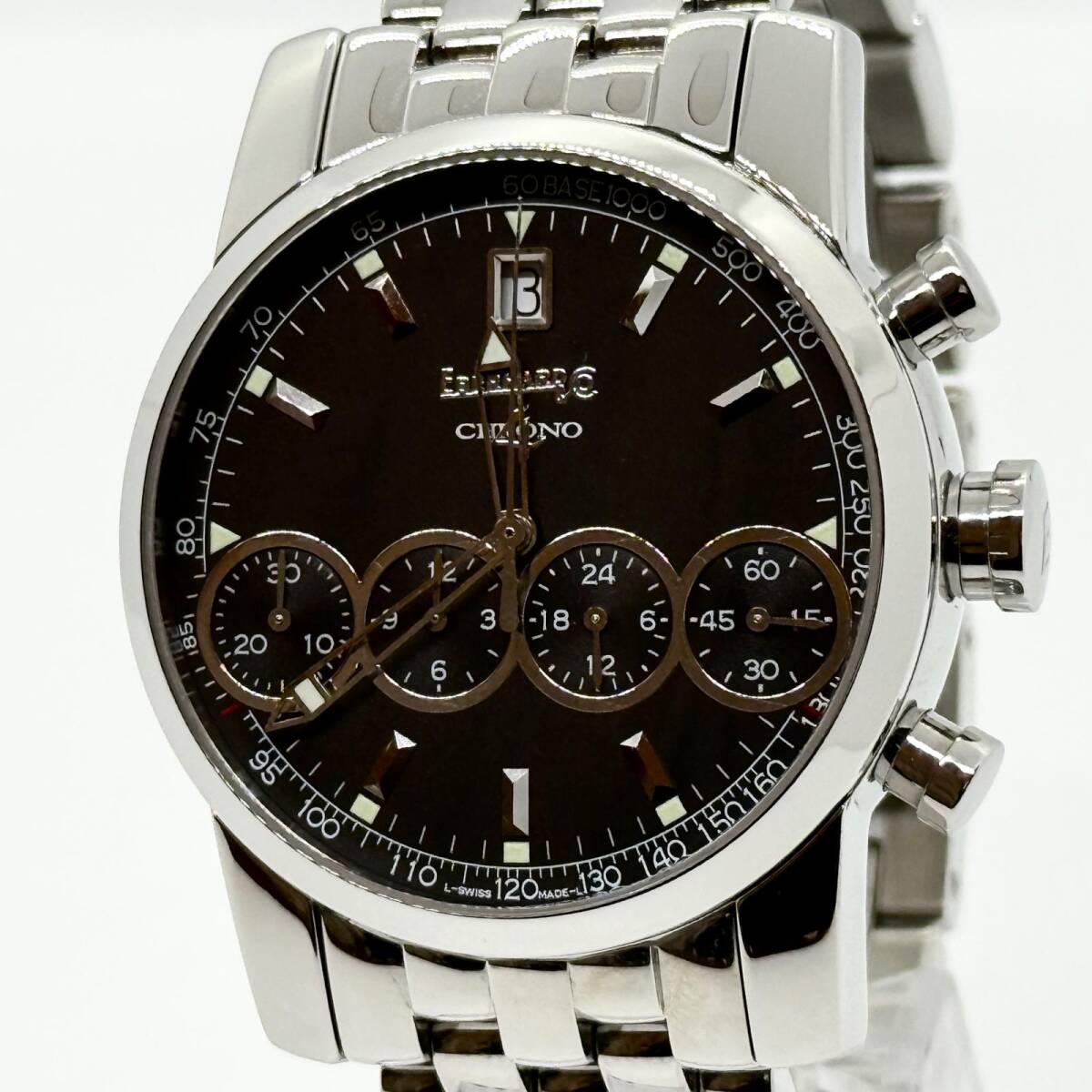エベラール クロノ4 SS 31041 144 ブラック AT メンズ 腕時計 稼働品