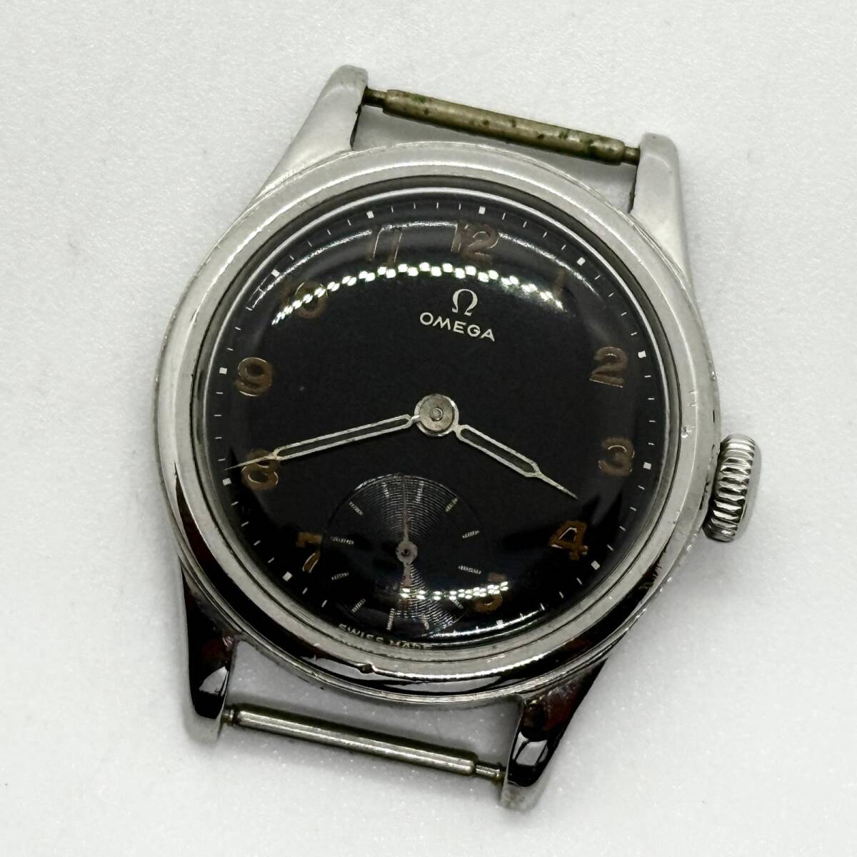 OMEGA オメガ スヴェラン ブラック 手巻き ユニセックス ヴィンテージ スモセコ 腕時計 稼働品
