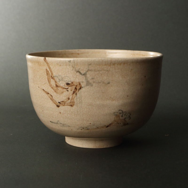 委託HK◇時代 京焼色絵松梅図茶碗 万屋箱書（茶道具 陶磁器 陶芸 京焼 清水焼 色絵 抹茶碗 薄茶 古美術 絵付 古物 骨董 茶事 茶の湯）