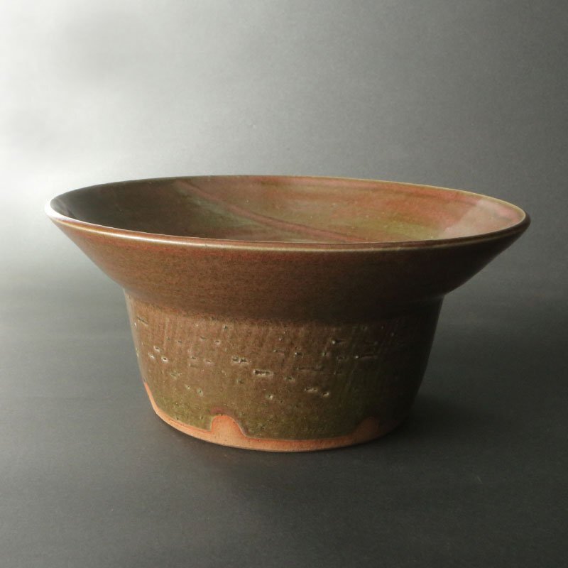 委託HK◇北大路魯山人 織部兜鉢（茶道具 陶磁器 陶芸 京焼 美濃焼 織部焼 青織部 黒織部 菓子鉢 料理 食器 茶陶 古物 骨董 古美術 ）