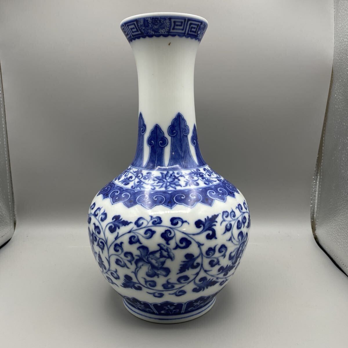中国美術 花瓶 染付 花器 陶磁器 青花磁器 中國 アンティーク コレクション 骨董 売り切り