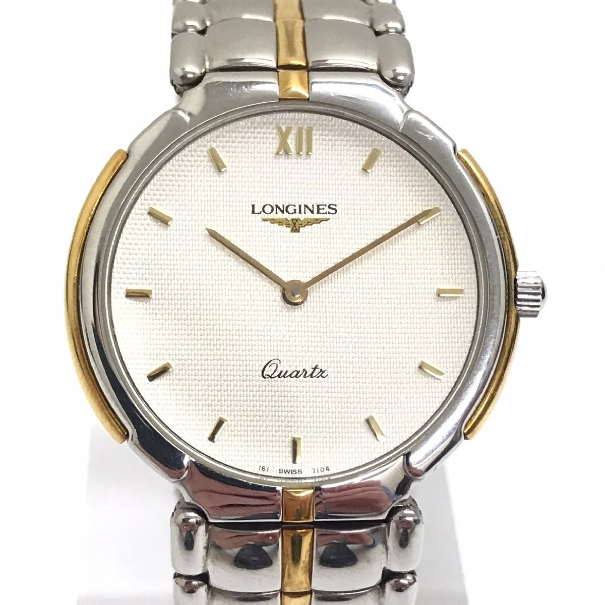 中古美品 稼働品 現状渡し ロンジン LONGINES フラッグシップ 7104 白文字盤 クオーツ 電池式 メンズ 腕時計 質屋出品