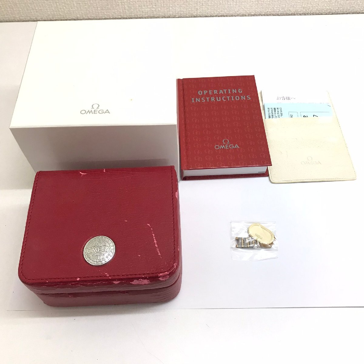 中古品 OMEGA オメガ 箱のみ 化粧箱 純正時計ケース 旧ボックス 赤箱 表面劣化あり コマ付き SS/K18 ゴールド 計1点 質屋出品