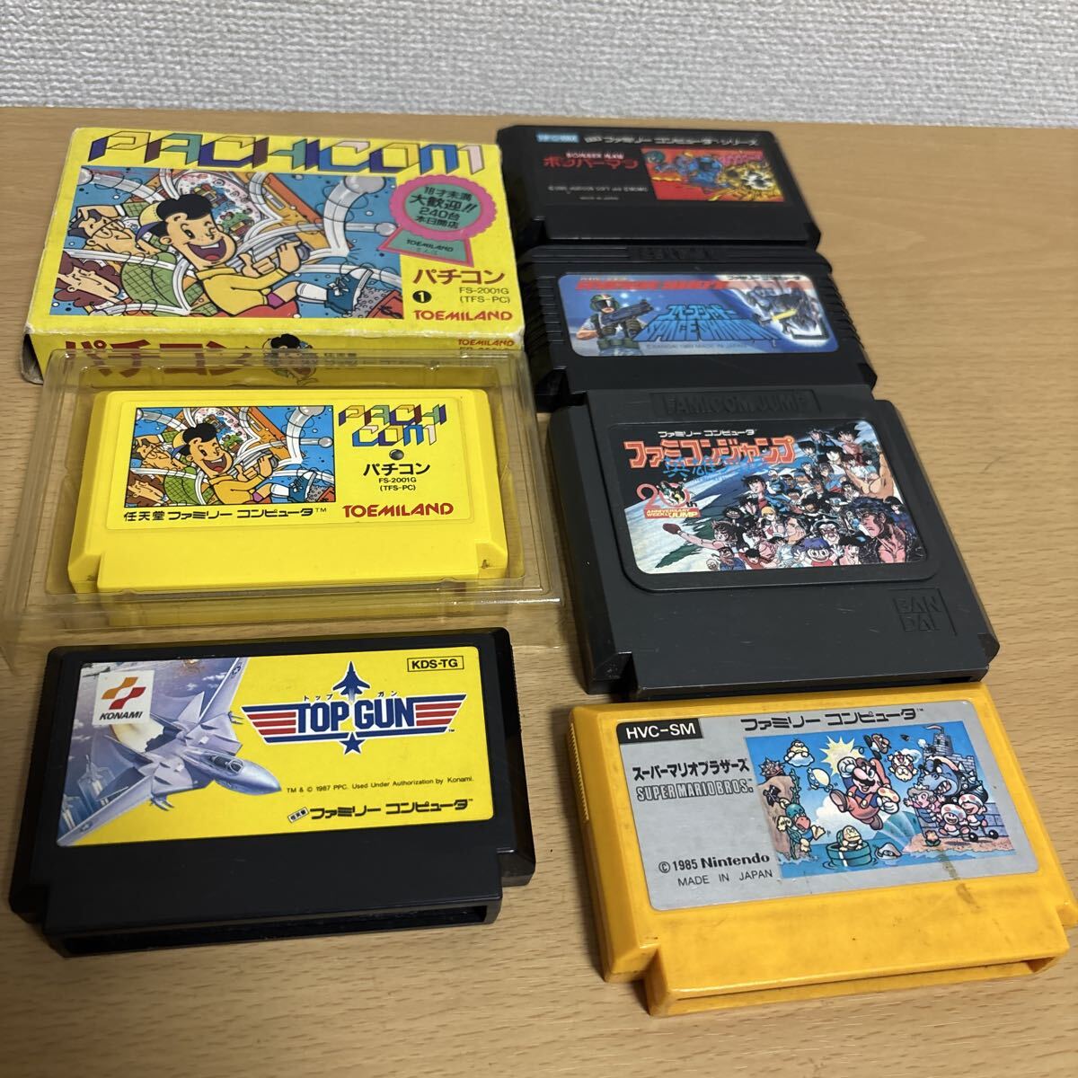 【動作未確認】ファミコンソフト 6点セット パチコン ボンバーマン トップガン マリオなど