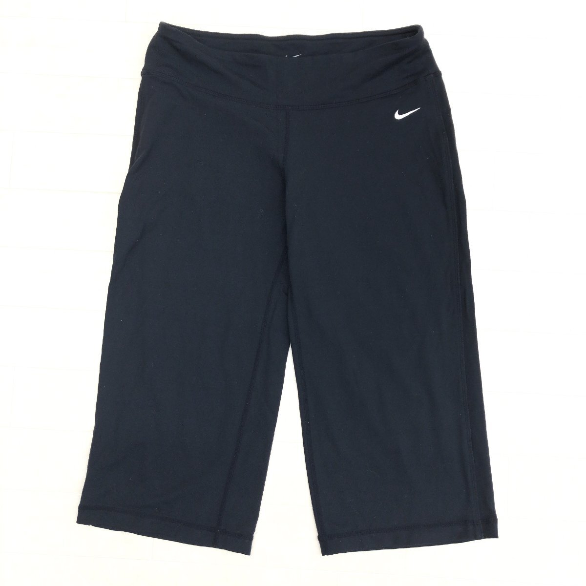 NIKE ナイキ DRI-FIT ストレッチ ナイロン レギンス パンツ L 黒 ブラック トレーニング ハーフパンツ スパッツ タイツ レディース