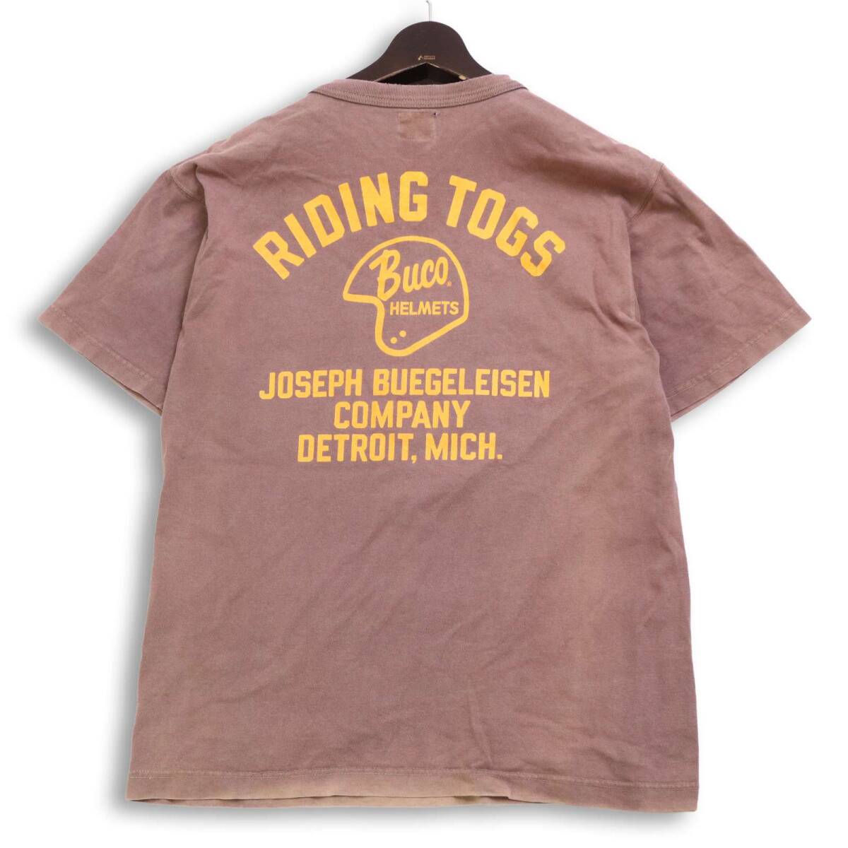 The REAL McCOY'S ザリアルマッコイズ ウォッシュ加工★ BUCO RIDING TOGS 半袖 プリント カットソー Tシャツ Sz.38 メンズ
