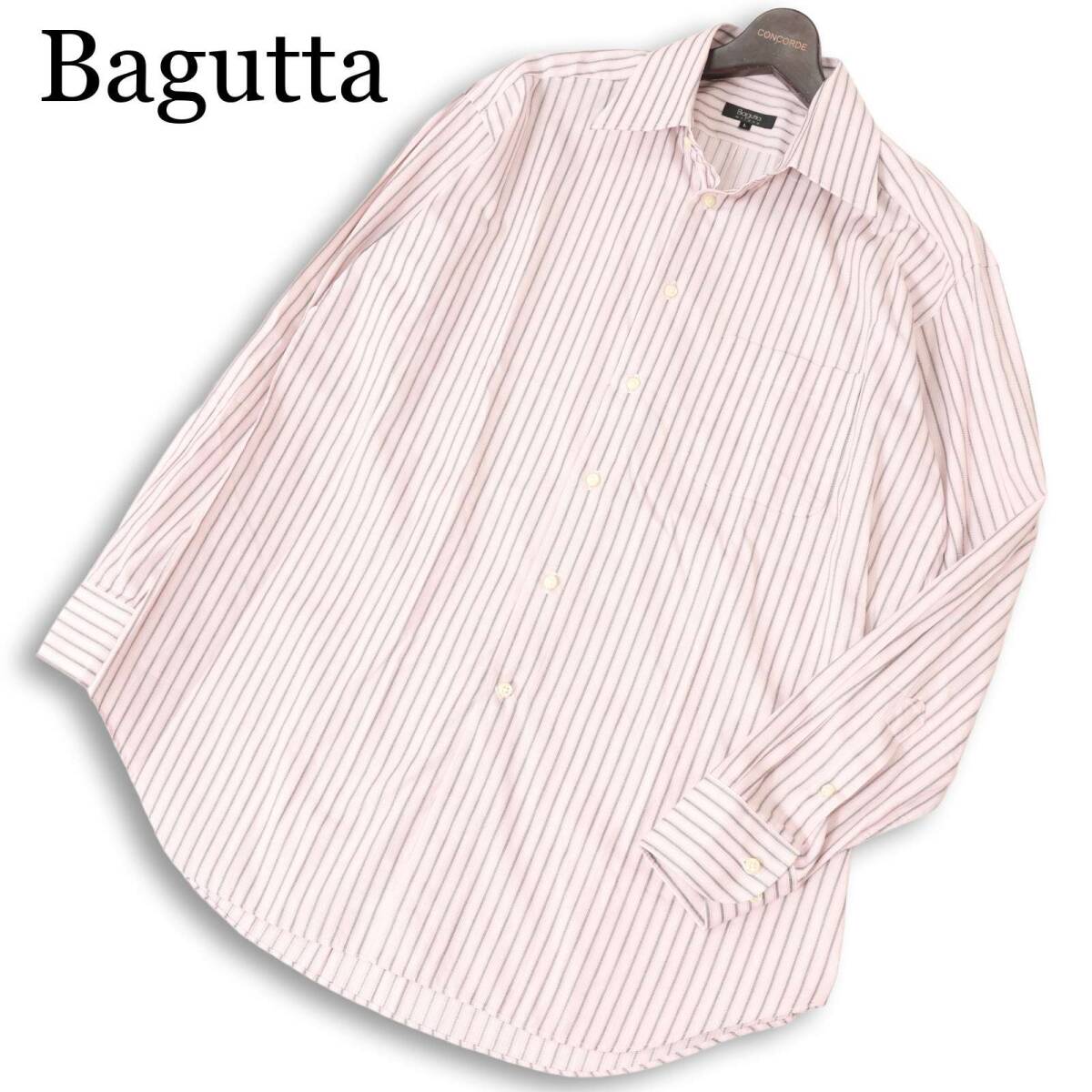 Bagutta バグッタ 通年★ 長袖 ストライプ ドレス シャツ 日本製 Sz.L メンズ