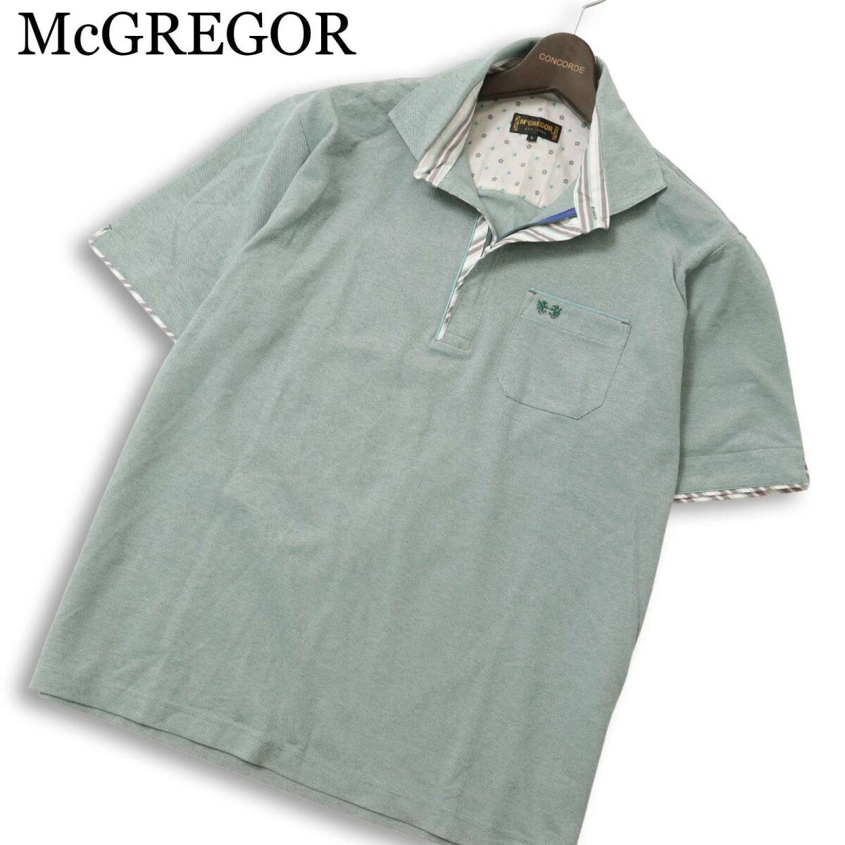 McGREGOR マクレガー 春夏★ 半袖 鹿の子 ロゴ刺繍 ポロシャツ 日本製 Sz.L メンズ