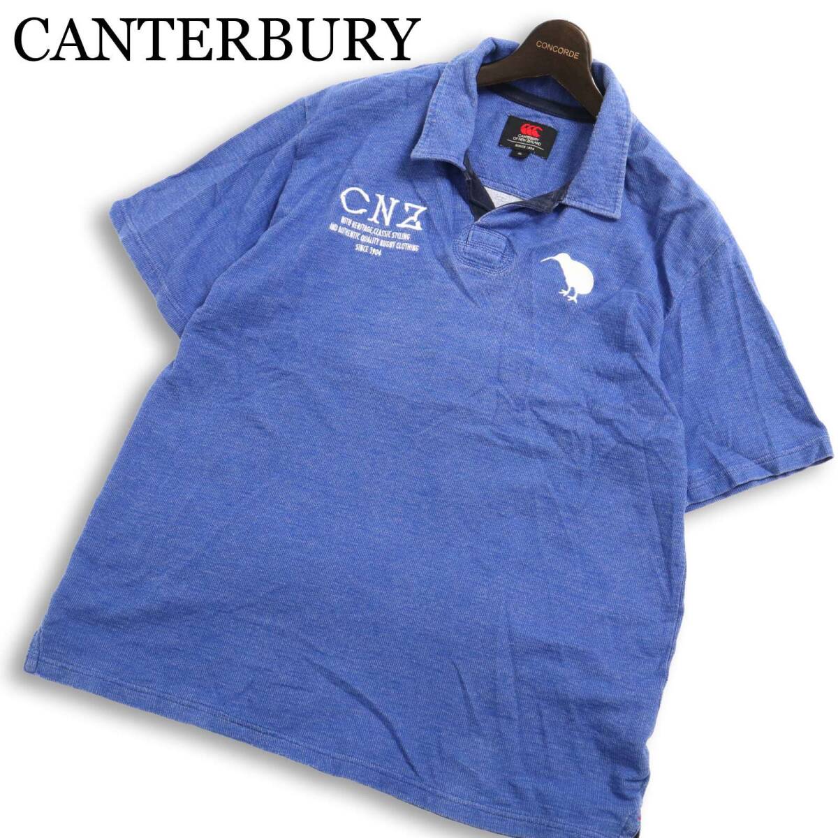 CANTERBURY カンタベリー ラグビー 春夏★ キウイ ロゴ刺繍 半袖 ラガーシャツ ポロシャツ 大きいサイズ Sz.XL メンズ
