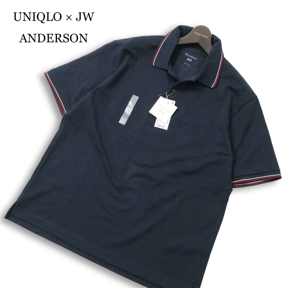 【新品 25SS】 UNIQLO × JW ANDERSON ユニクロ JWアンダーソン 半袖 ドライ カノコ ポロシャツ Sz.L メンズ 紺 未使用