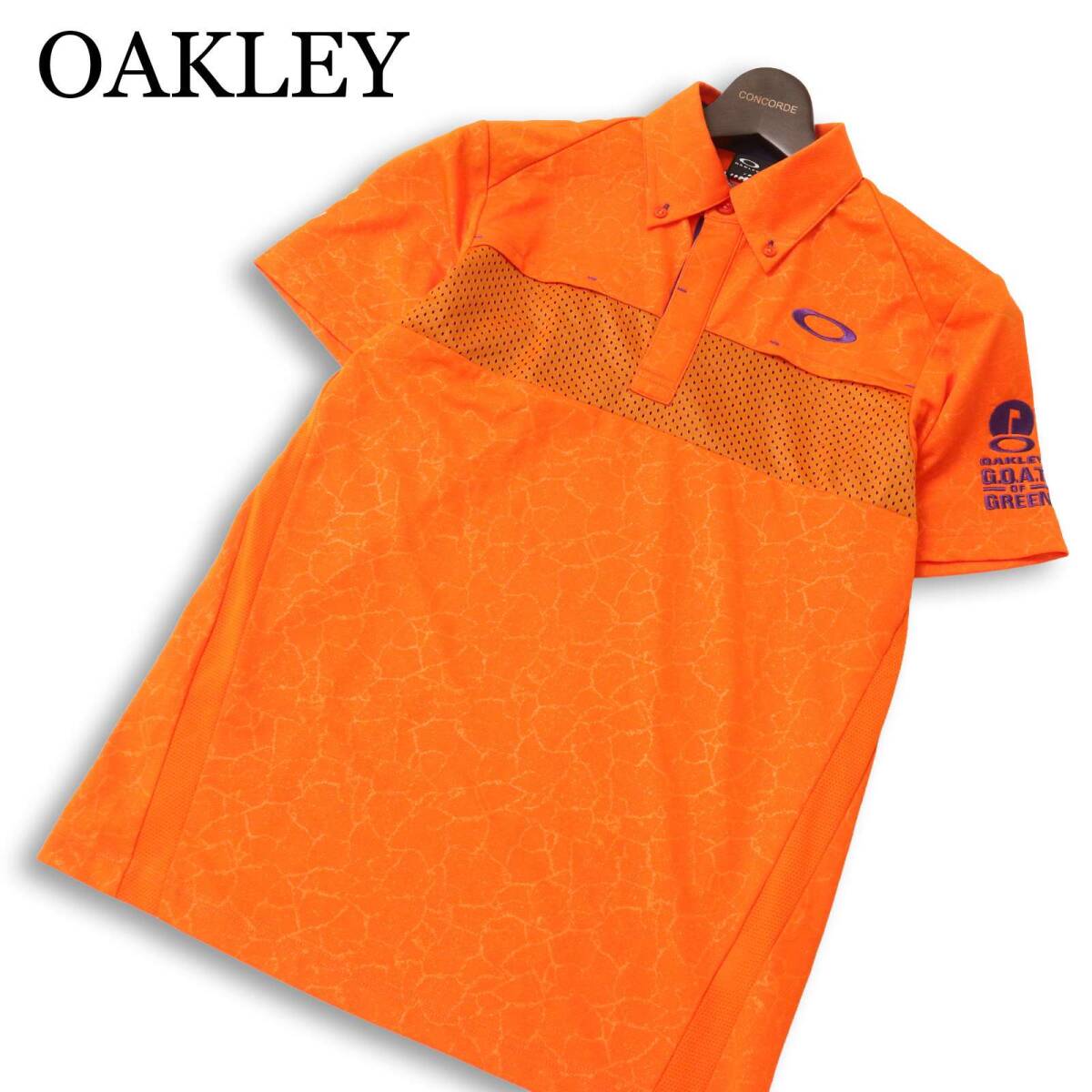 OAKLEY オークリー 春夏★ ロゴ刺繍 半袖 メッシュ 切替 ポロシャツ Sz.S メンズ