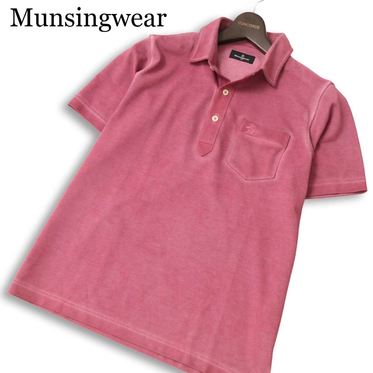 Munsingwear マンシングウェア ゴルフ 春夏★ ムラ加工 半袖 鹿の子 ロゴ刺繍 ポロシャツ 日本製 Sz.M メンズ
