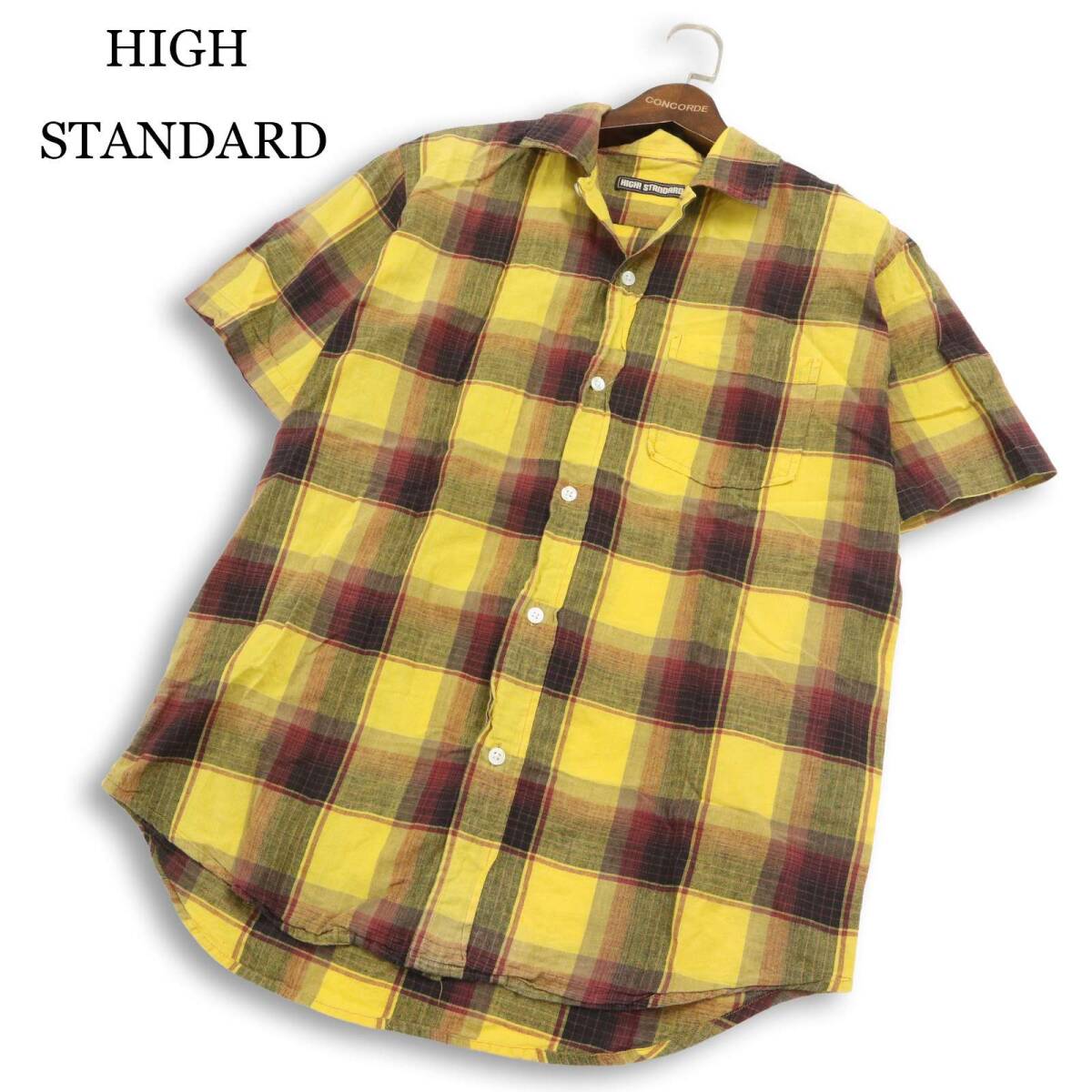 HIGH STANDARD ハイスタンダード 春夏★ 半袖 チェック シャツ Sz.L メンズ