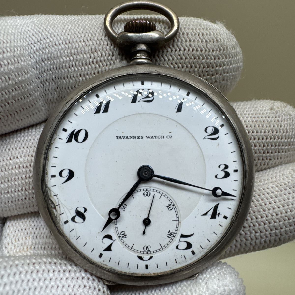 ヴィンテージ TAVANNES 懐中時計 0.900銀 アンティーク 稼働品 手巻き　銀製★w1081