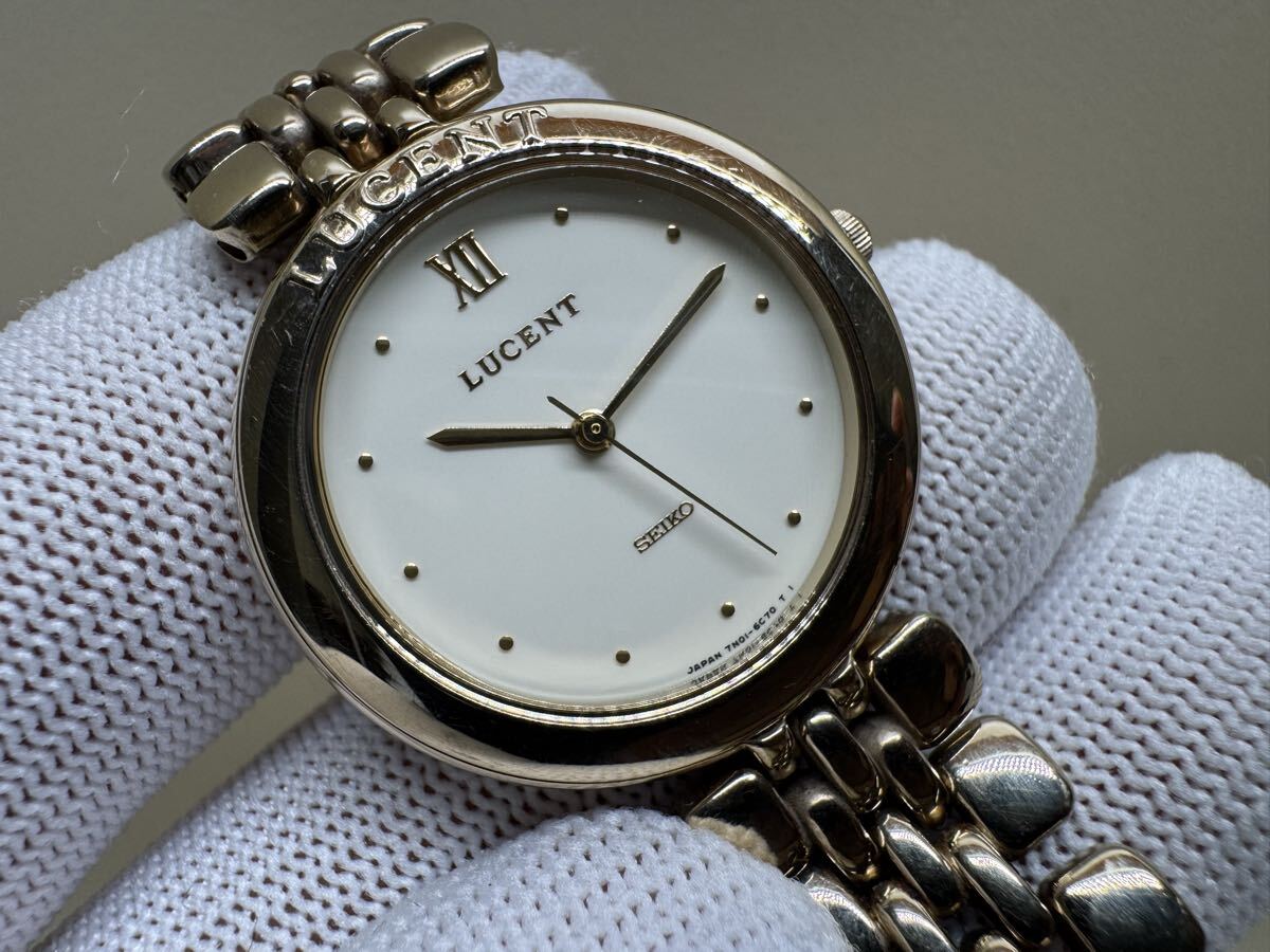 セイコー ルーセント 7N01-6C50 ラウンド ゴールド クォーツ 腕時計 SEIKO LUCENT 稼働品★w1104