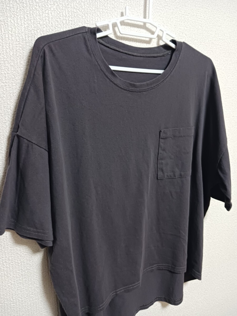 GRL　ポケット付き半袖Tシャツ　レディースFREEサイズ　COTTON　焦げ茶色