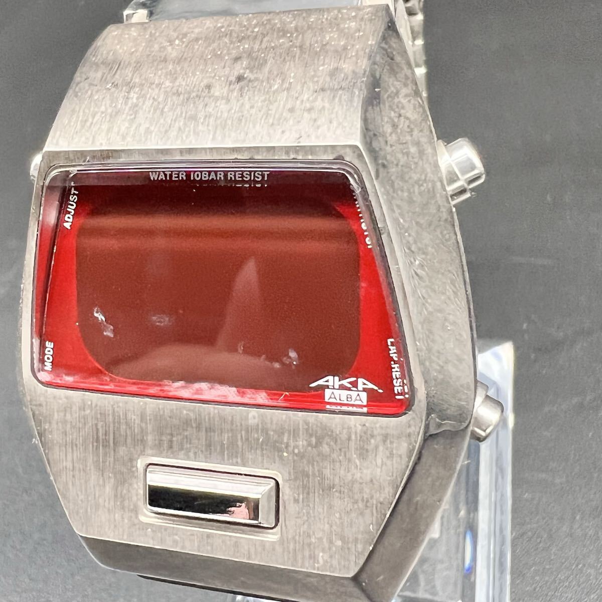 動作未確認 SEIKO セイコー ALBA アルバ AKA デジタル W670-4000 レッド 赤ガラス レトロフューチャー 90s p6-43