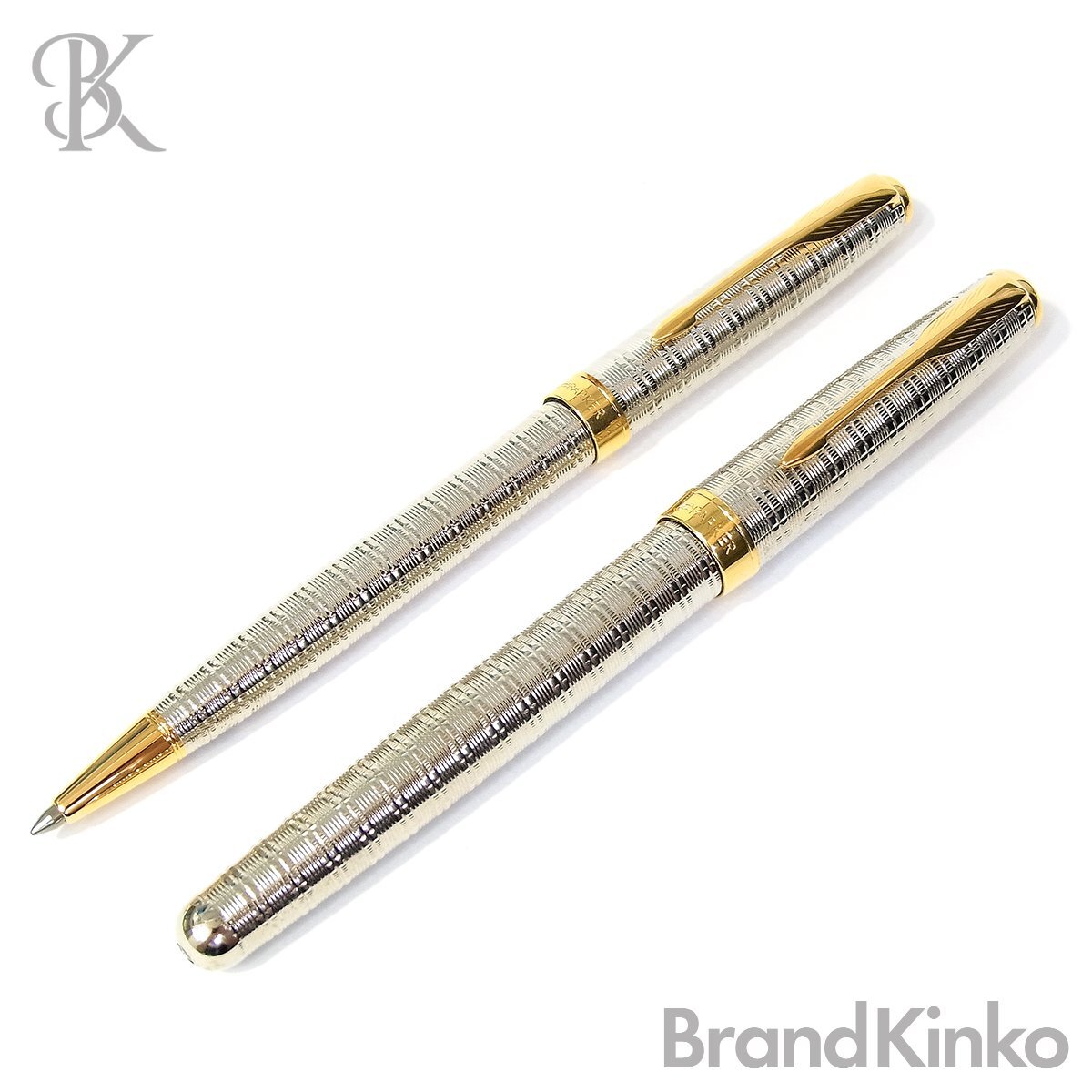外観美品 パーカー ソネット 万年筆 ボールペン セット ペン先18K 750 コンビカラー シルバーカラー ゴールドカラー PARKER 〓