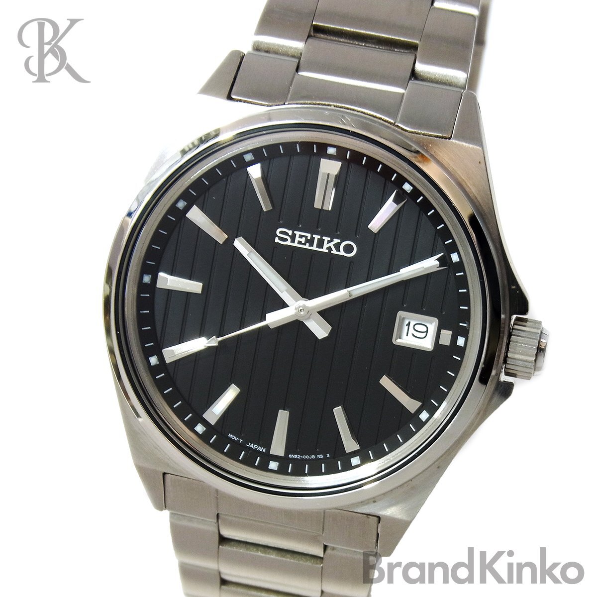 極美品 セイコー セイコーセレクション SBTH005 メンズ 腕時計 デイト クォーツ SS 黒文字盤 動作品 SEIKO 〓