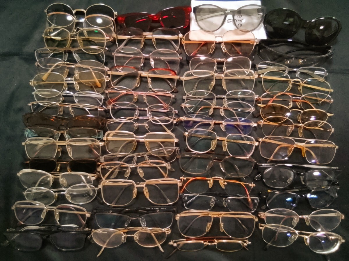 大量!!眼鏡・メガネ・サングラス54点セット!! Nikon GUCCI ラルフローレン ゴールド シルバーカラー 度入り等 1414g★お好きな方どうぞ