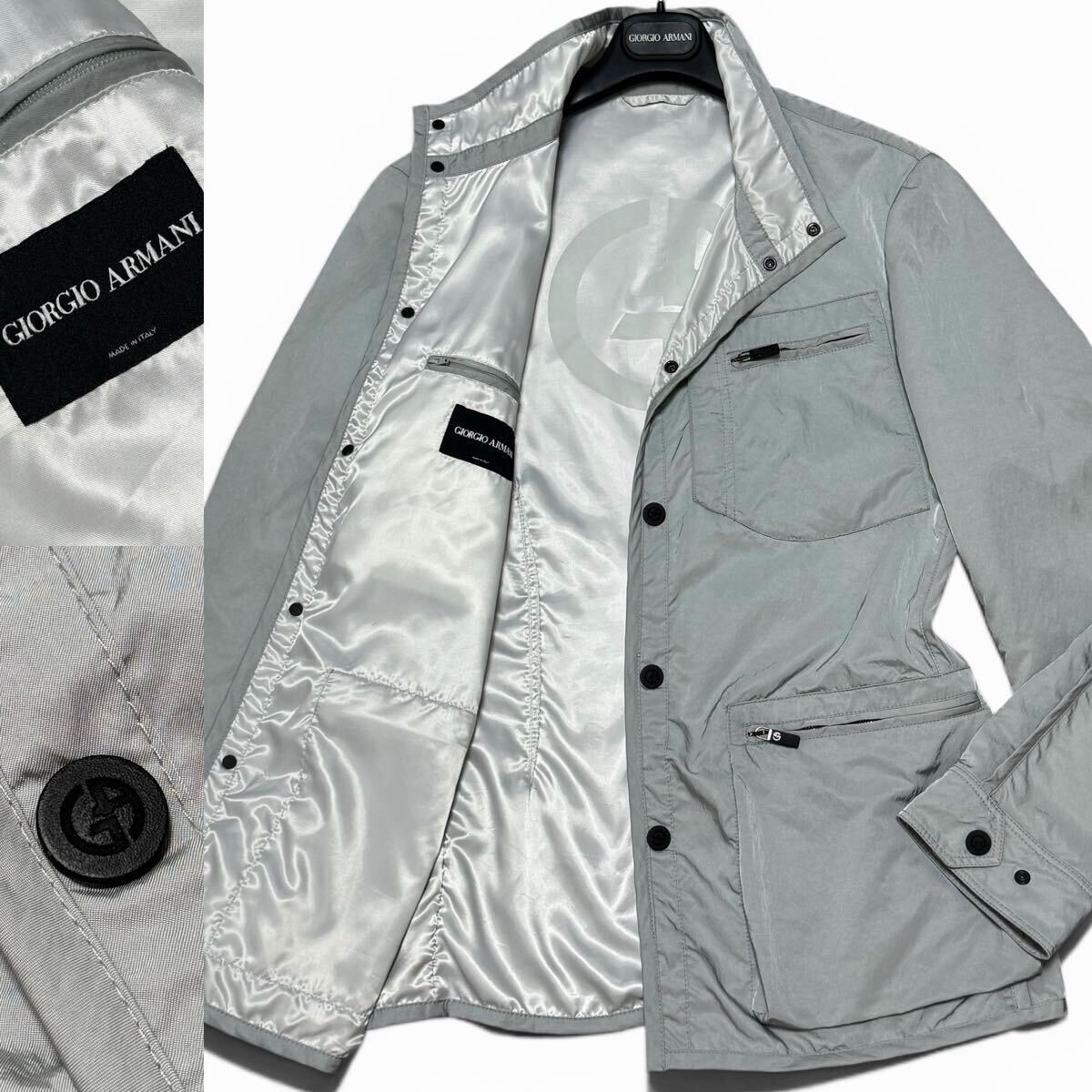 定価60万!!最高峰テクニカルナイロン!!BORGO21 GIORGIO ARMANI ジョルジオアルマーニ M-65 フィールドジャケット 高機能 GAロゴ 48 黒タグ