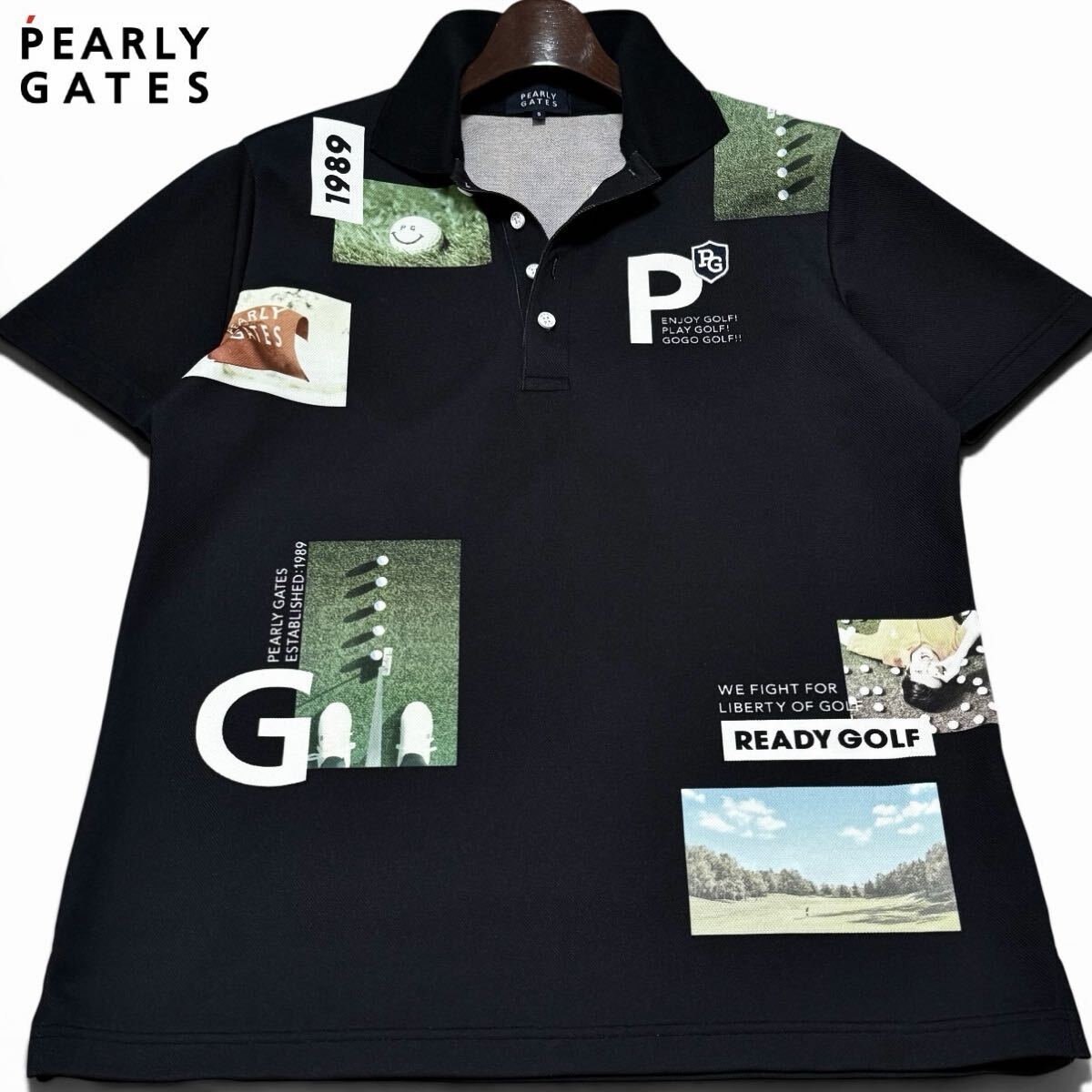 極美品/Lサイズ●PEARLY GATES パーリーゲイツ メンズ 即完売モデル ゴルフウェア フォトプリント 半袖 ポロシャツ 吸汗速乾 ストレッチ 5