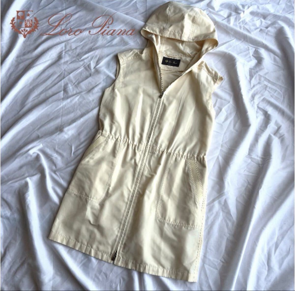【近年モデル 美品 】Loro Piana ロロピアーナ 絹 シルク フーディ パーカー ベスト レザー ジレ