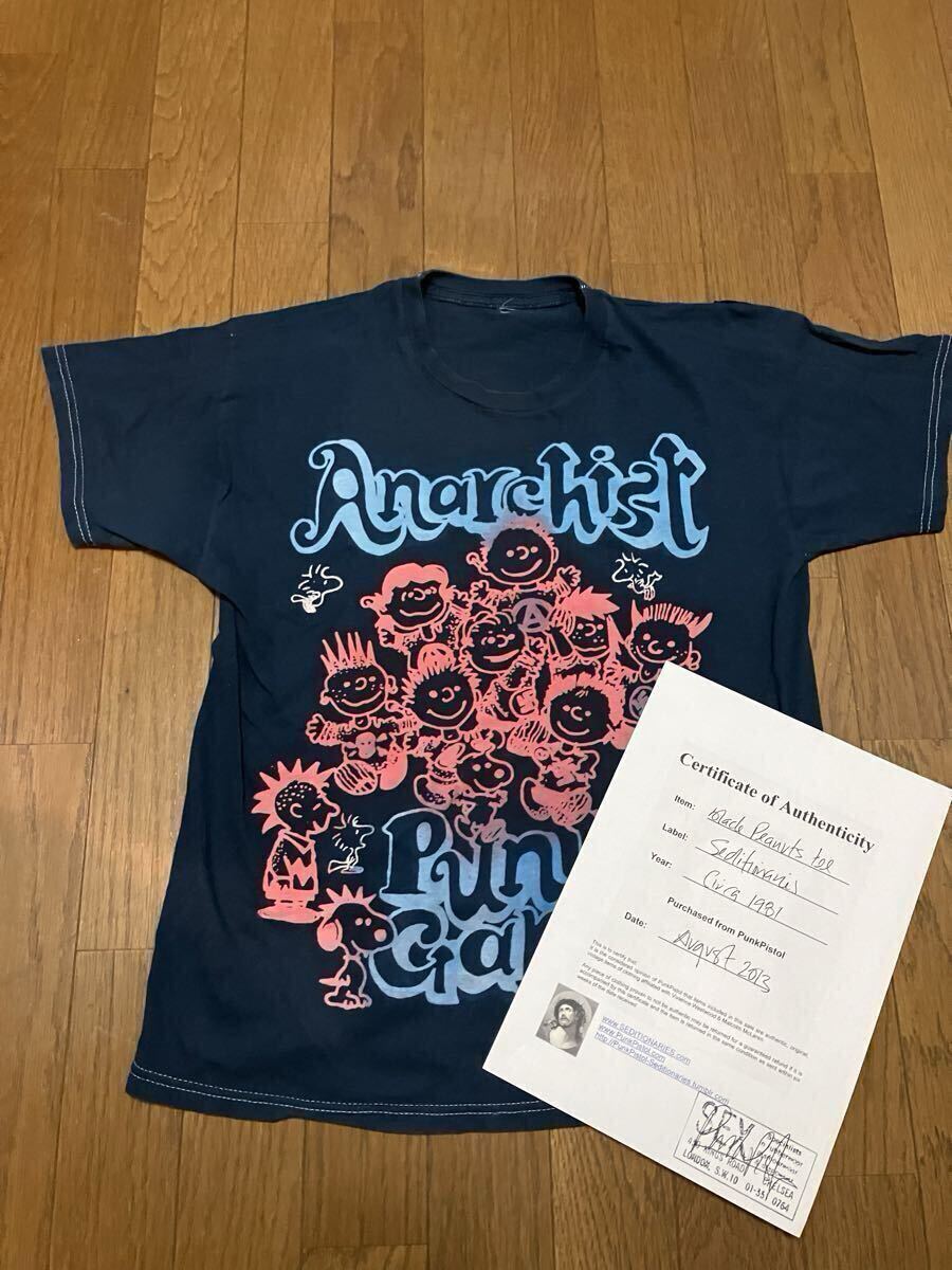 鑑定書付 ビンテージ 1981年 SEDITIONARIES セディショナリーズ Tシャツ スヌーピー PEANUTS ANARCHIST PUNK GANG SEX PISTOLS検)PEEL&LIFT