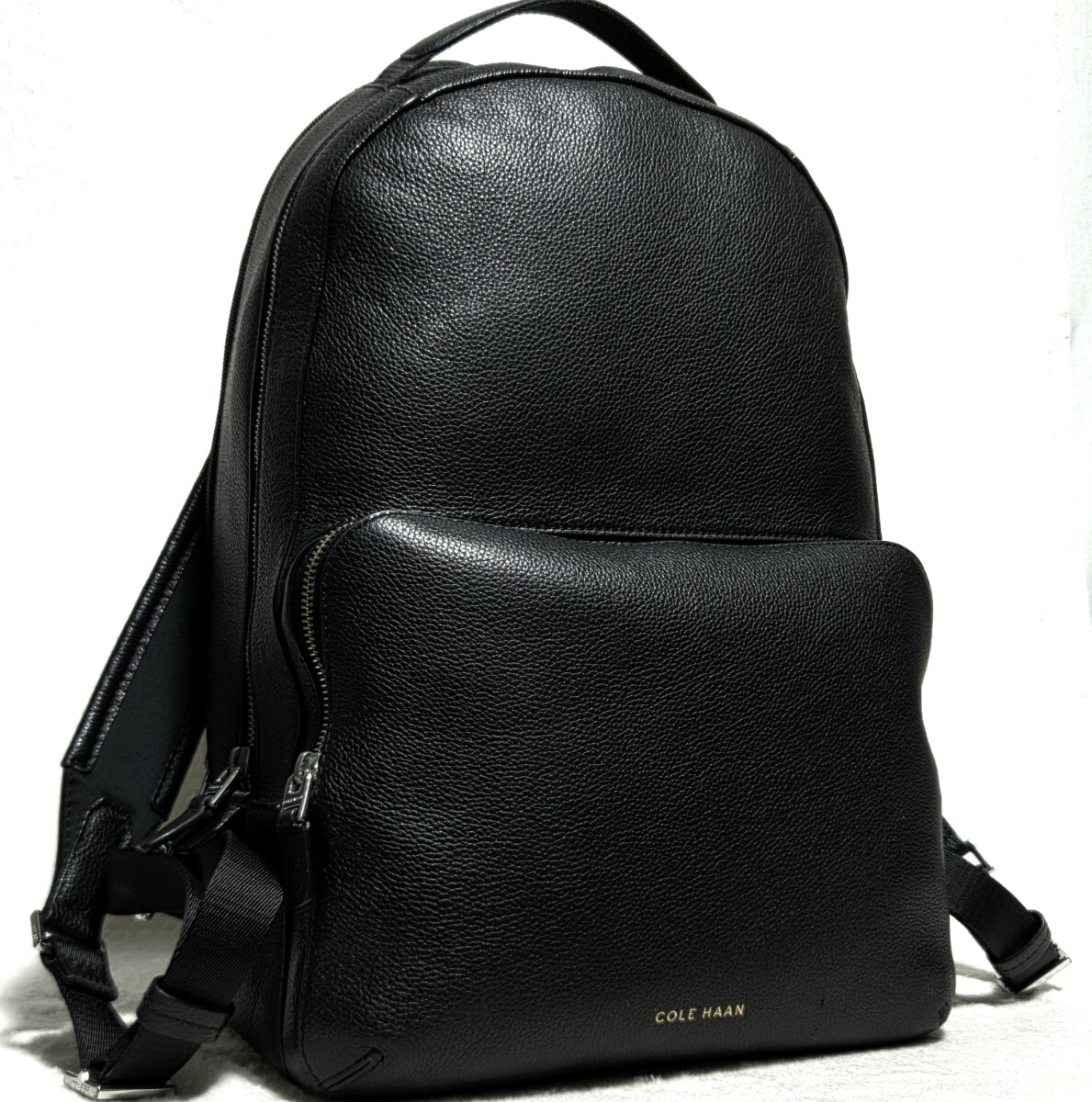 大容量 ■COLE HAAN リュック バックパック 肩掛け オールレザー 本革 シボ革 コールハーン メンズ 黒 A4 PC 通勤 旅行 ブラック ビジネス