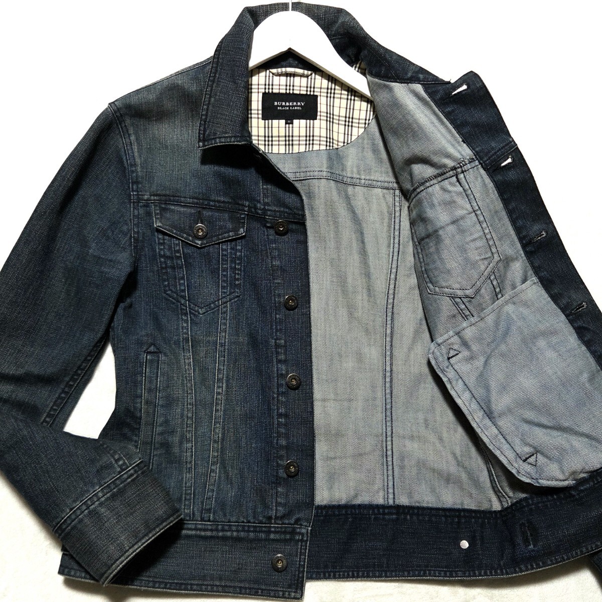 未使用級 ■BURBERRY BLACK LABEL Gジャン デニムジャケット ブルゾン ノバチェック ストレッチ バーバリー ブラック レーベル インディゴ