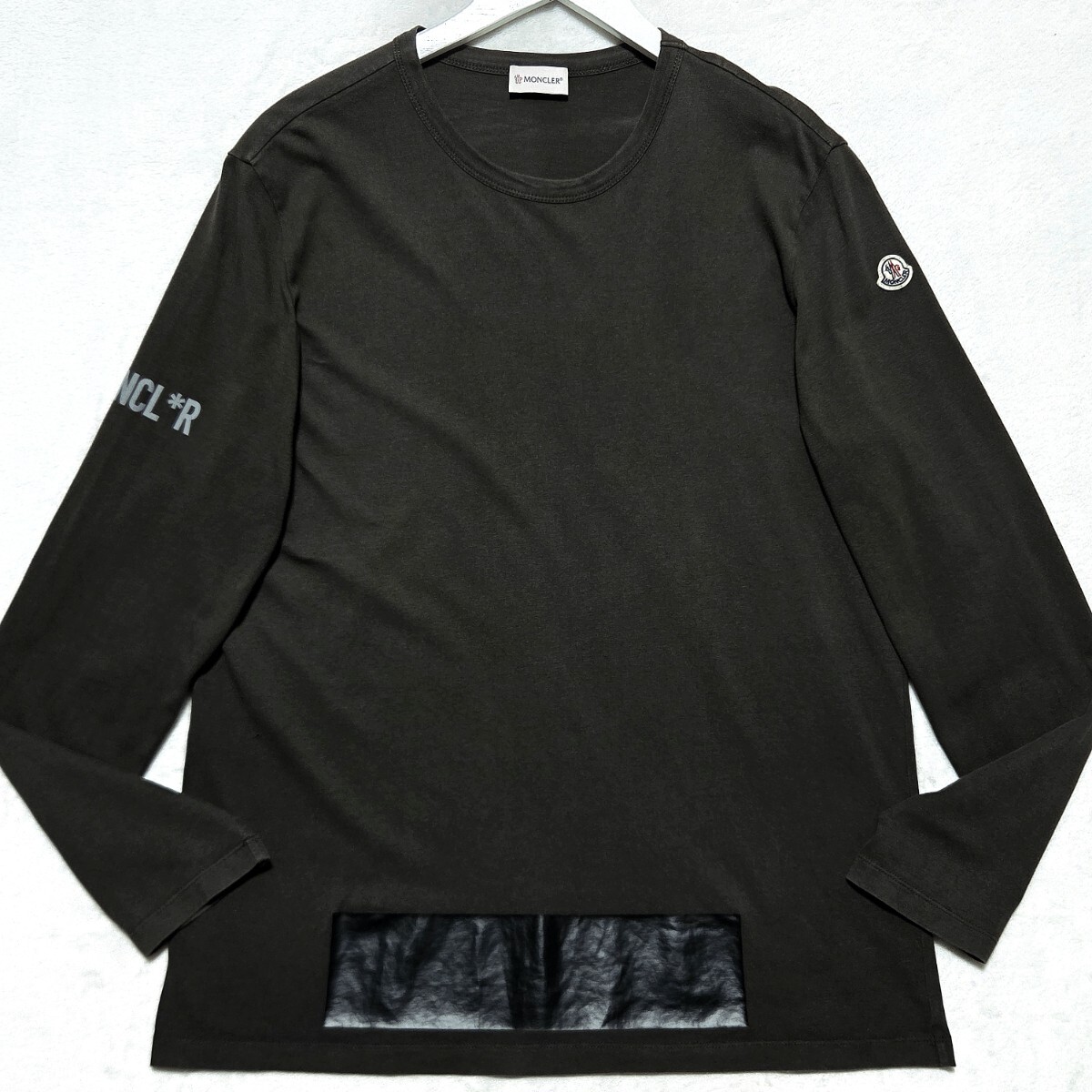 希少XLサイズ ■MONCLER MAGLIA GIROCOLLO 長袖 Tシャツ ロンT カットソー ロゴワッペン カットソー POWER モンクレール マグリア メンズ