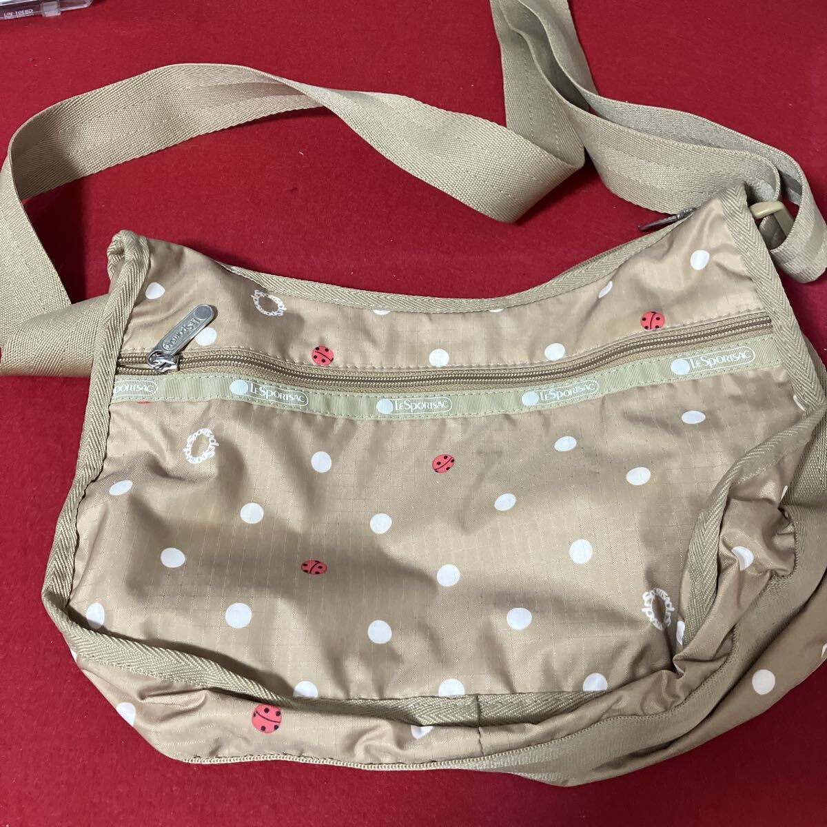 LeSportsac レスポートサック ショルダーバッグ ドット柄 てんとう虫 ベージュ