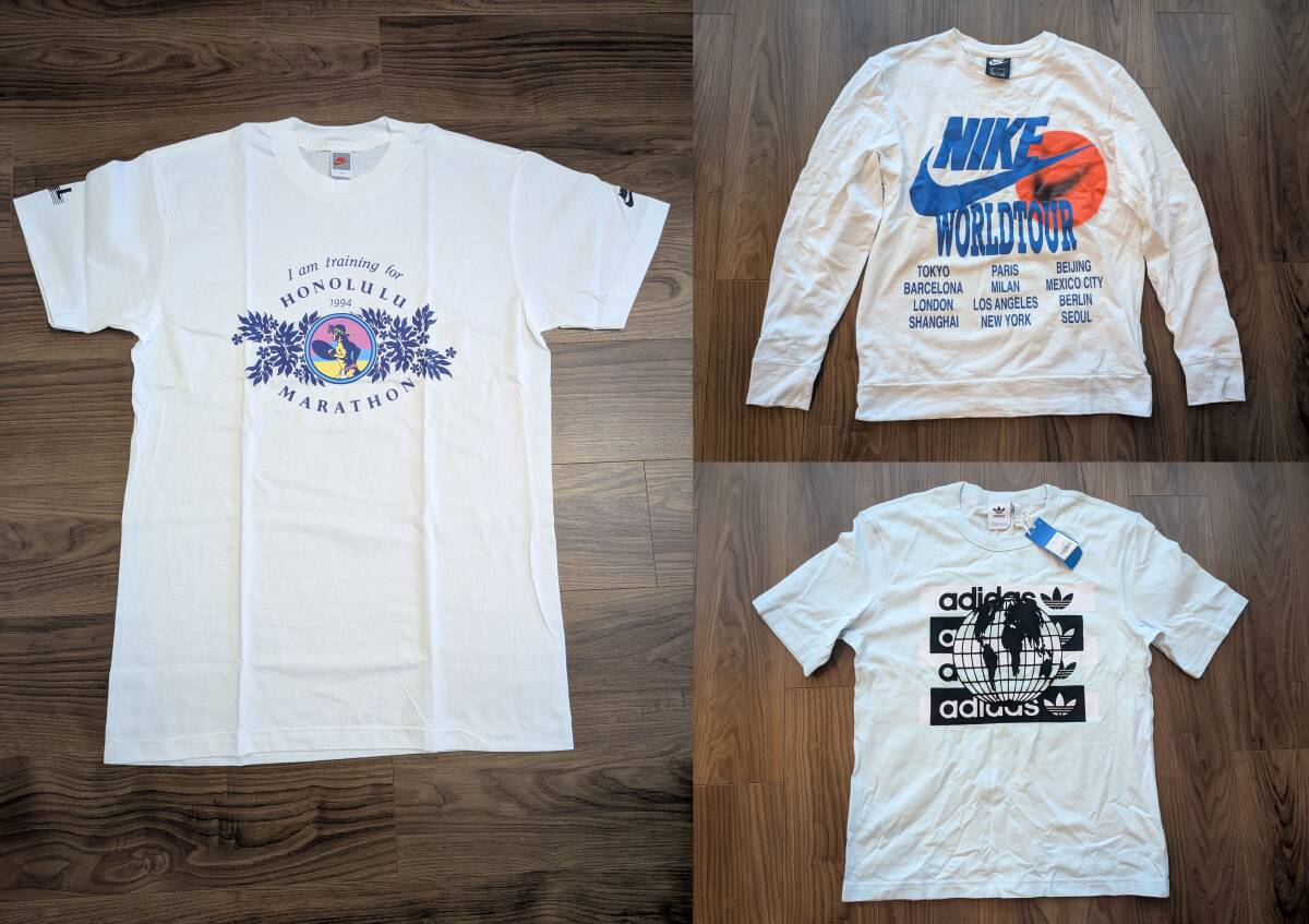 ヤフーフリマ10%オフ！5の日 ゾロ目 ゴールドクーポン使用可！激レア！ナイキ/アディダスTシャツ3点セット JALホノルルマラソン限定Tシャツ