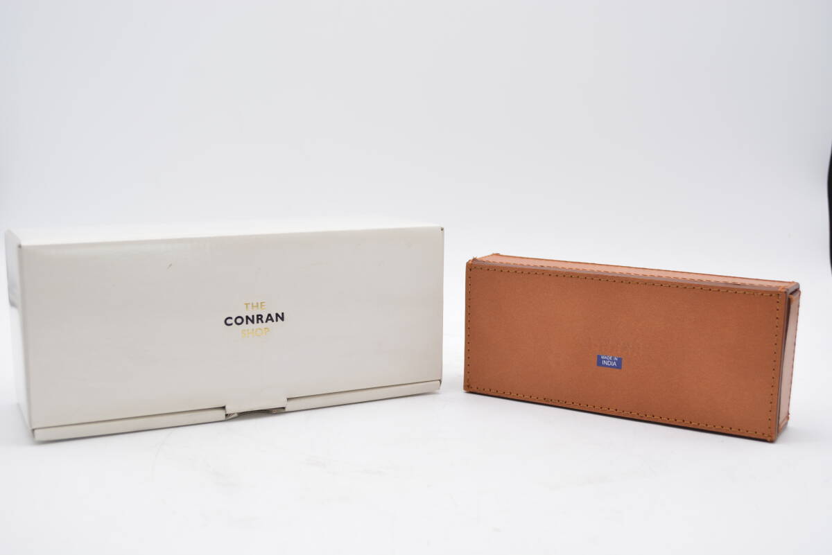 【未使用】CONRAN SHOP/コンラン ショップ レザースライドボックス ブラウン 収納入れ 小物入れ レザー コレクション アンティーク 雑貨