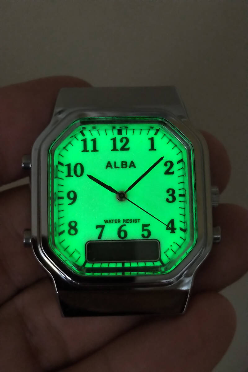 セイコー SEIKO アルバ ALBA V072-5020 アナデジ 蓄光文字盤 ルミブライトダイアル ジャンク 美品 部品取りやレストアベース等に 90年代