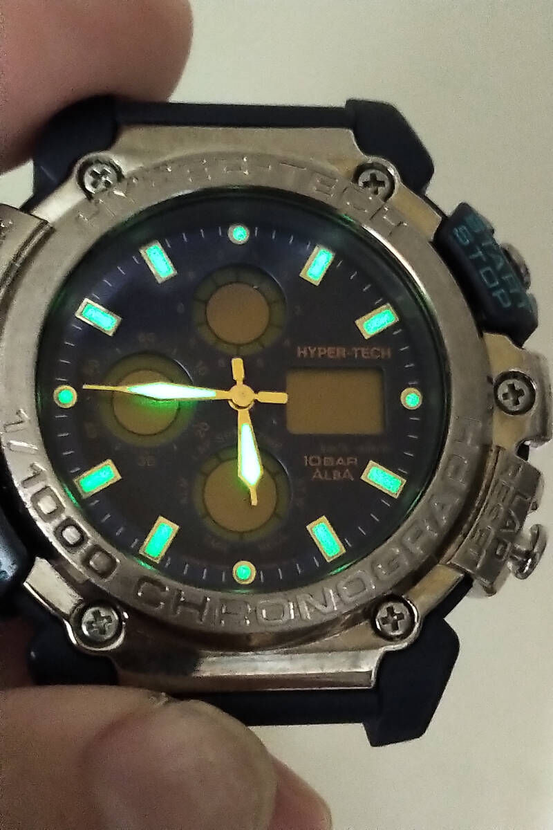 セイコー SEIKO アルバ ALBA V083-7010 アナデジ デジアナ ジャンク 47mm HYPER-TECH ハイパーテック カッコいい ヘッドのみ 日本製 90年代