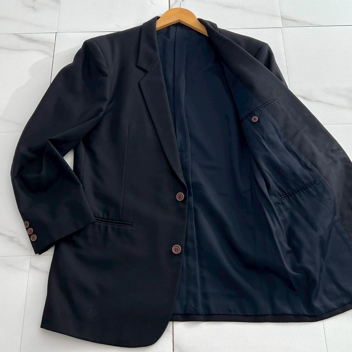 極美品 筆タグ◆ISSEY MIYAKE MEN テーラードジャケット 86年モデル ウールギャバジン ネイビー L位 メンズ イッセイミヤケメン vintage