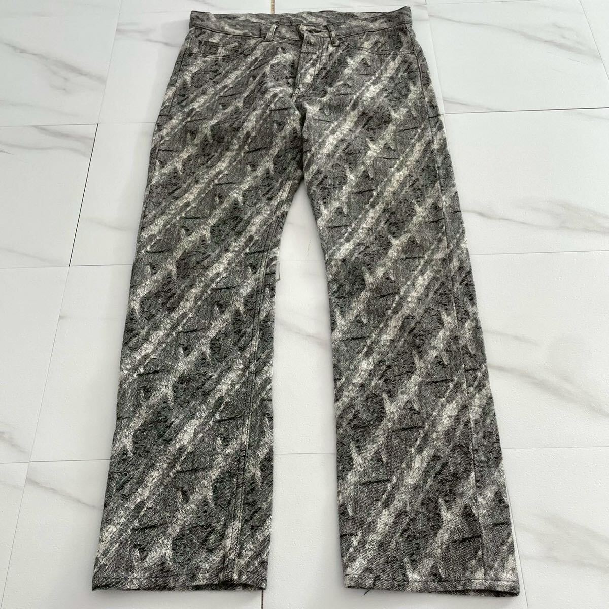 極美品 07AW◆ISSEY MIYAKE MEN A.POC デニムパンツ ジーパン Gパン 総柄 コットン ホワイト 32 L位 メンズ イッセイミヤケメンエイポック