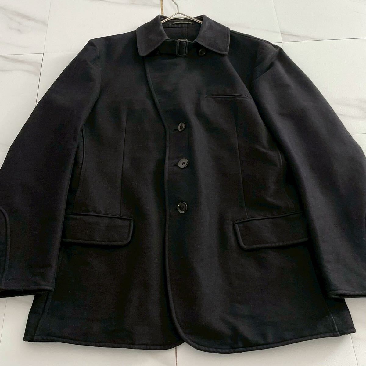 06AW バロック期◆Yohji Yamamoto POUR HOMME ジャケット ハーフコート チンストラップ ブラック 3 L相当 メンズ ヨウジヤマモトプールオム
