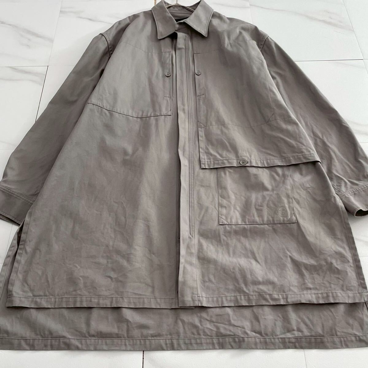 XL位◆Y-3 WRKWR OVERSHIRT ワークウェアオーバーシャツ ロゴプリント グレー XL相当 オーバーサイズ メンズ ワイスリー ヨウジヤマモト