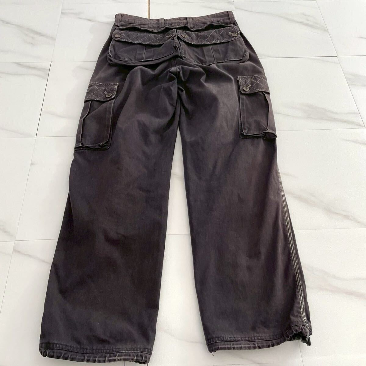 美品 04SS◆ISSEY MIYAKE MEN 2way カーゴパンツ ワークパンツ 背面ポケット着脱可 ドロスト コットン 黒 L相当 メンズ イッセイミヤケメン