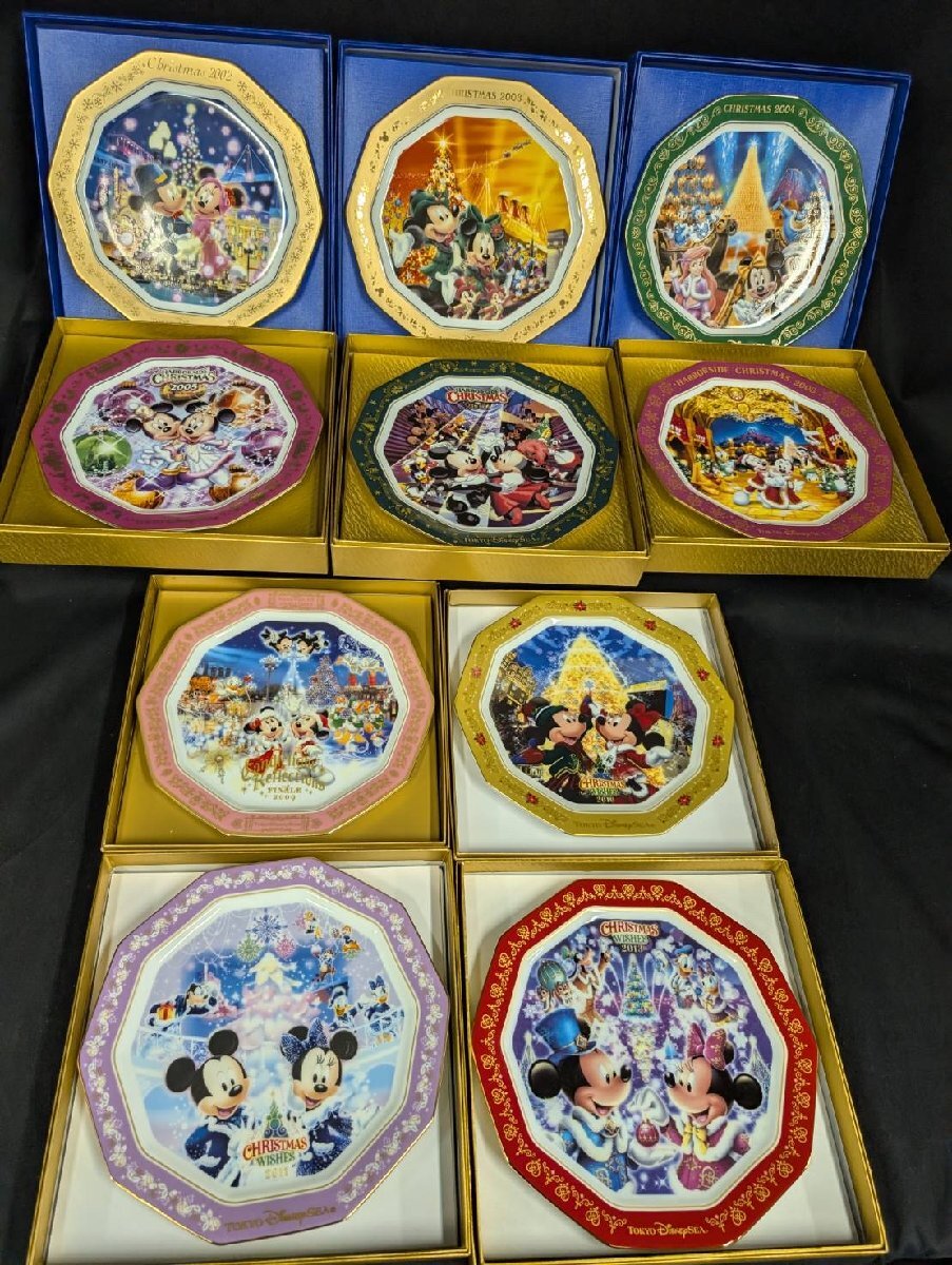 AA197◆美品◆Disney プレート◆クリスマス記念プレート◆10枚セット！！◆東京ディズニーシー◆元箱付［1円スタート！！]コレクション