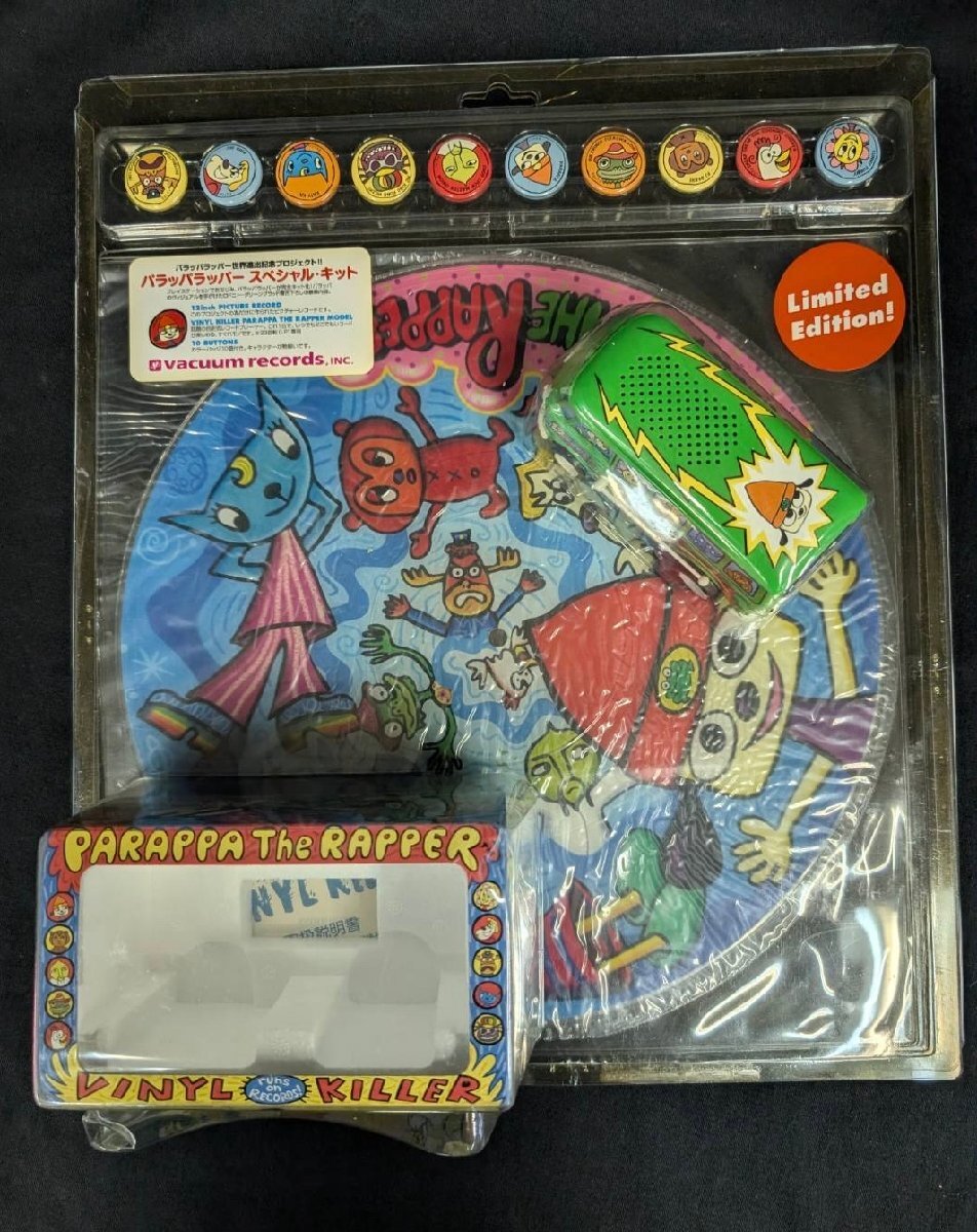 AA9999　パラッパラッパー★スペシャルキット★世界限定1000個★レコード★VINYL KILLER★缶バッジセット★レア　【1円スタート】