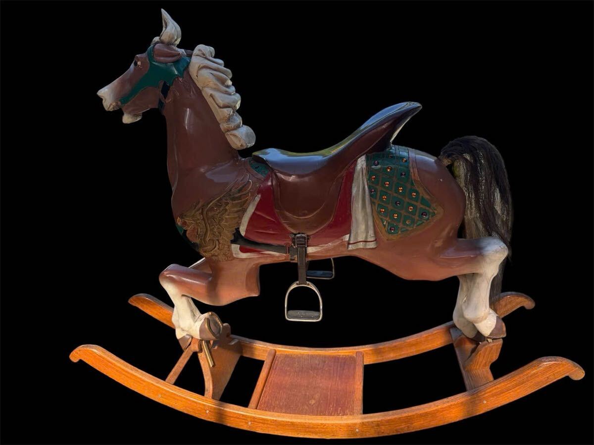 【希少大型】アンティーク木馬 約140cm 特大ロッキングホース ヴィンテージ オブジェ 店舗什器 インテリア