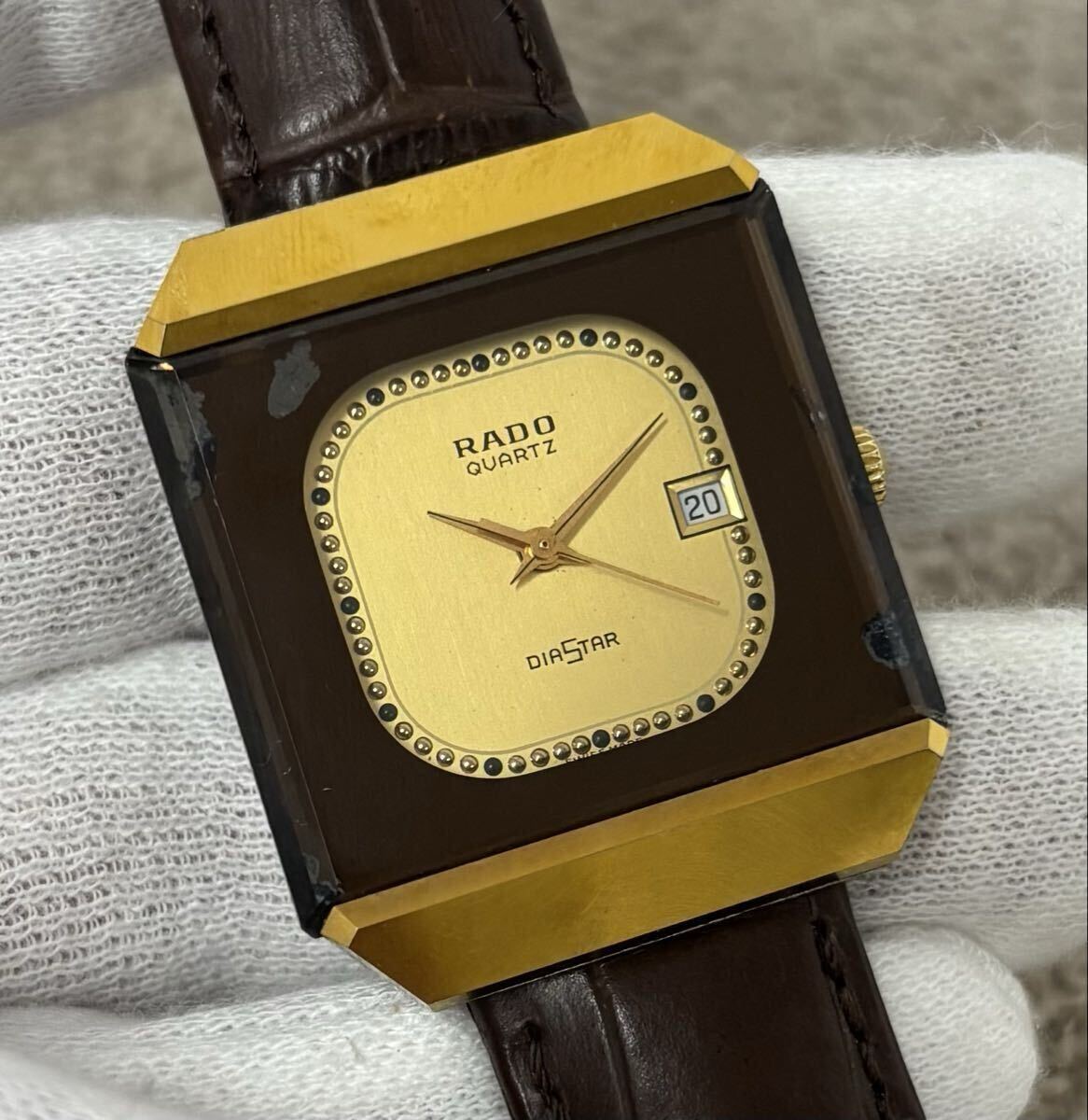 052431★RADO/ラドー★DIASTAR/ダイヤスター★メンズ腕時計★クォーツ★711.0113.3★ゴールド文字盤★ジャンク