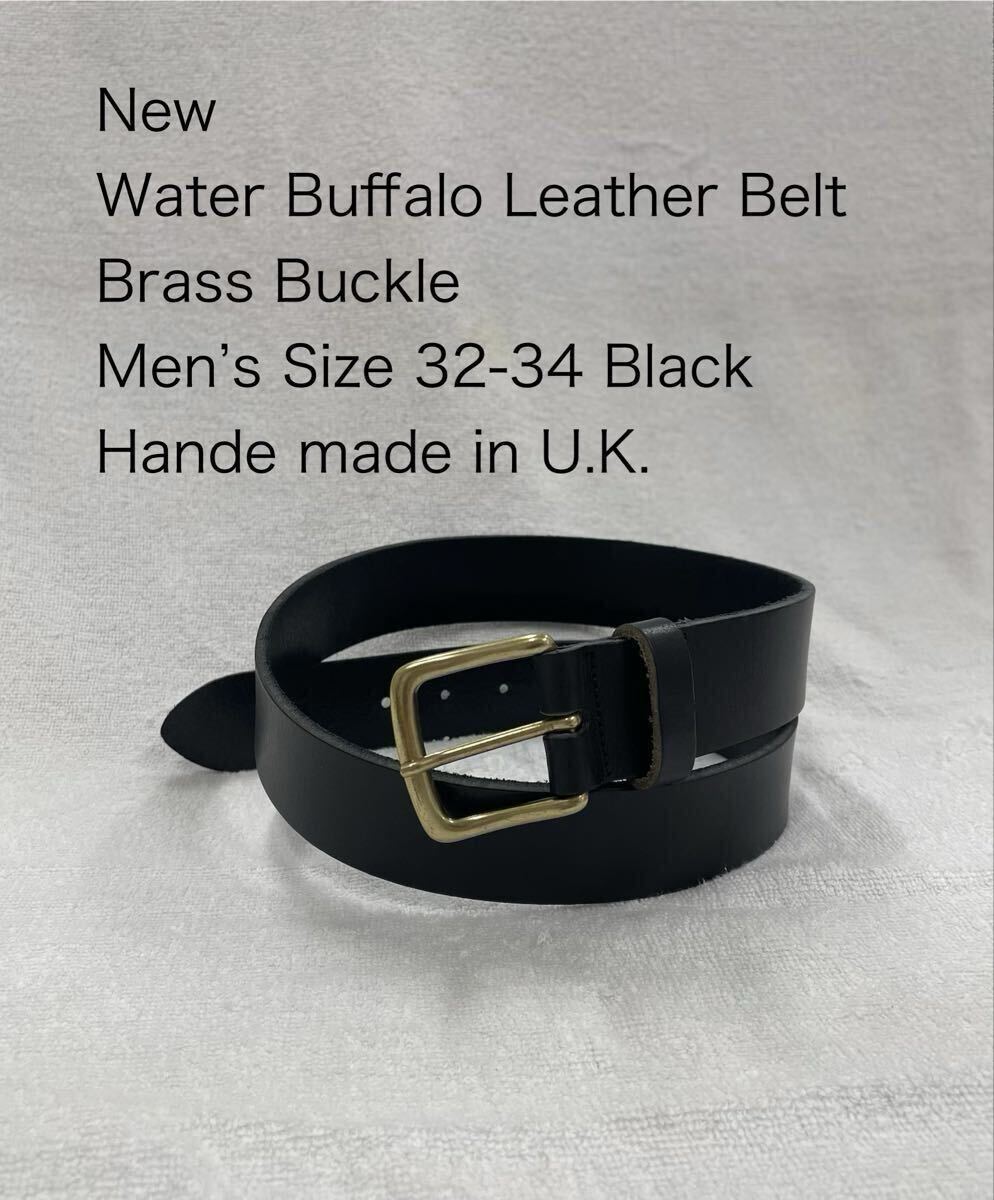 新品 英国製 Black Leather Belt ブラック レザー ベルト メンズ 32 34インチ 幅 40mm厚手 ブラス 真鍮 バックル イタリア製our本革legacy 
