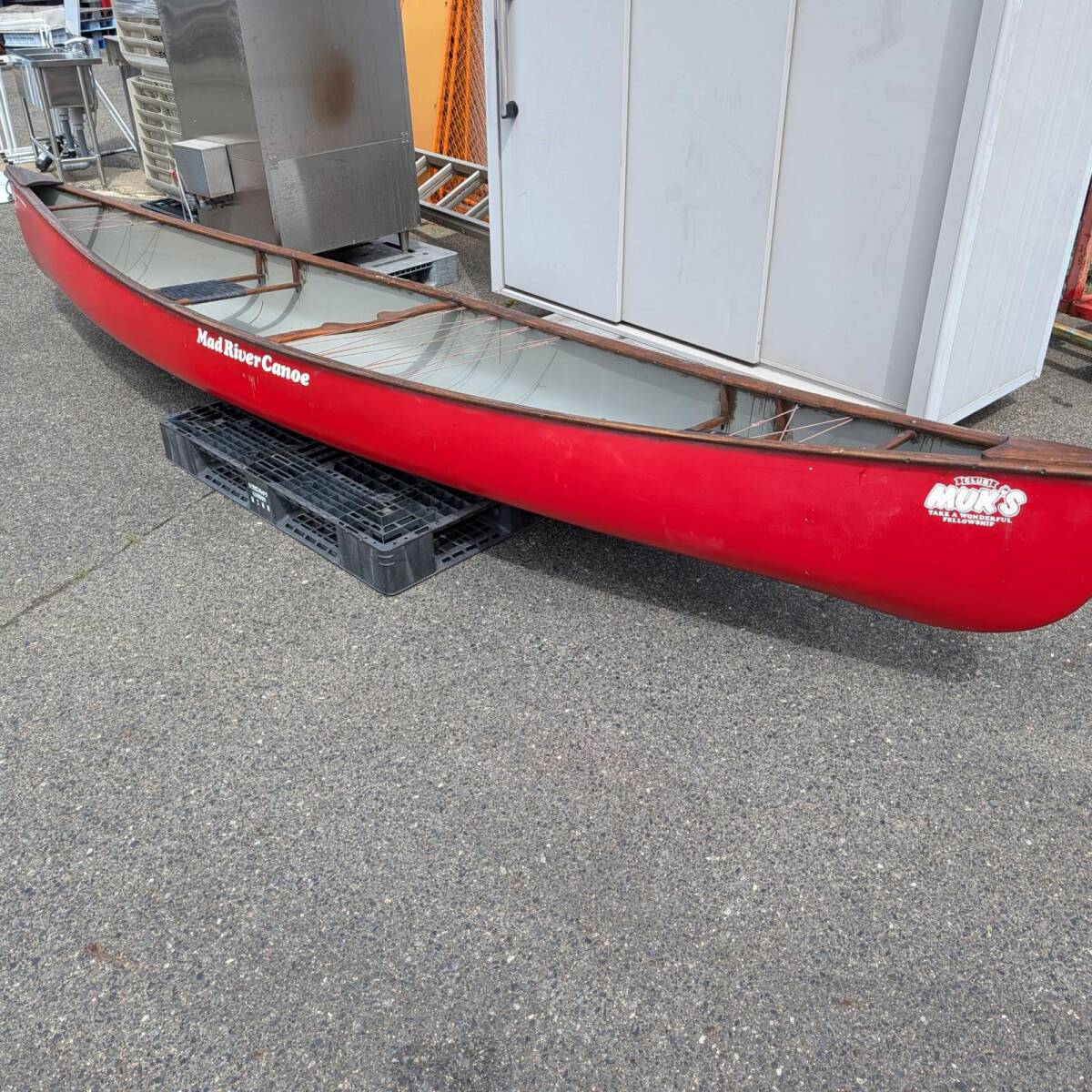 引取限定 アルカディア mad river canoe マッドリバーカヌー EXPLORER エクスプローラー カナディアンカヌー 全長約486cm パドル付 中古