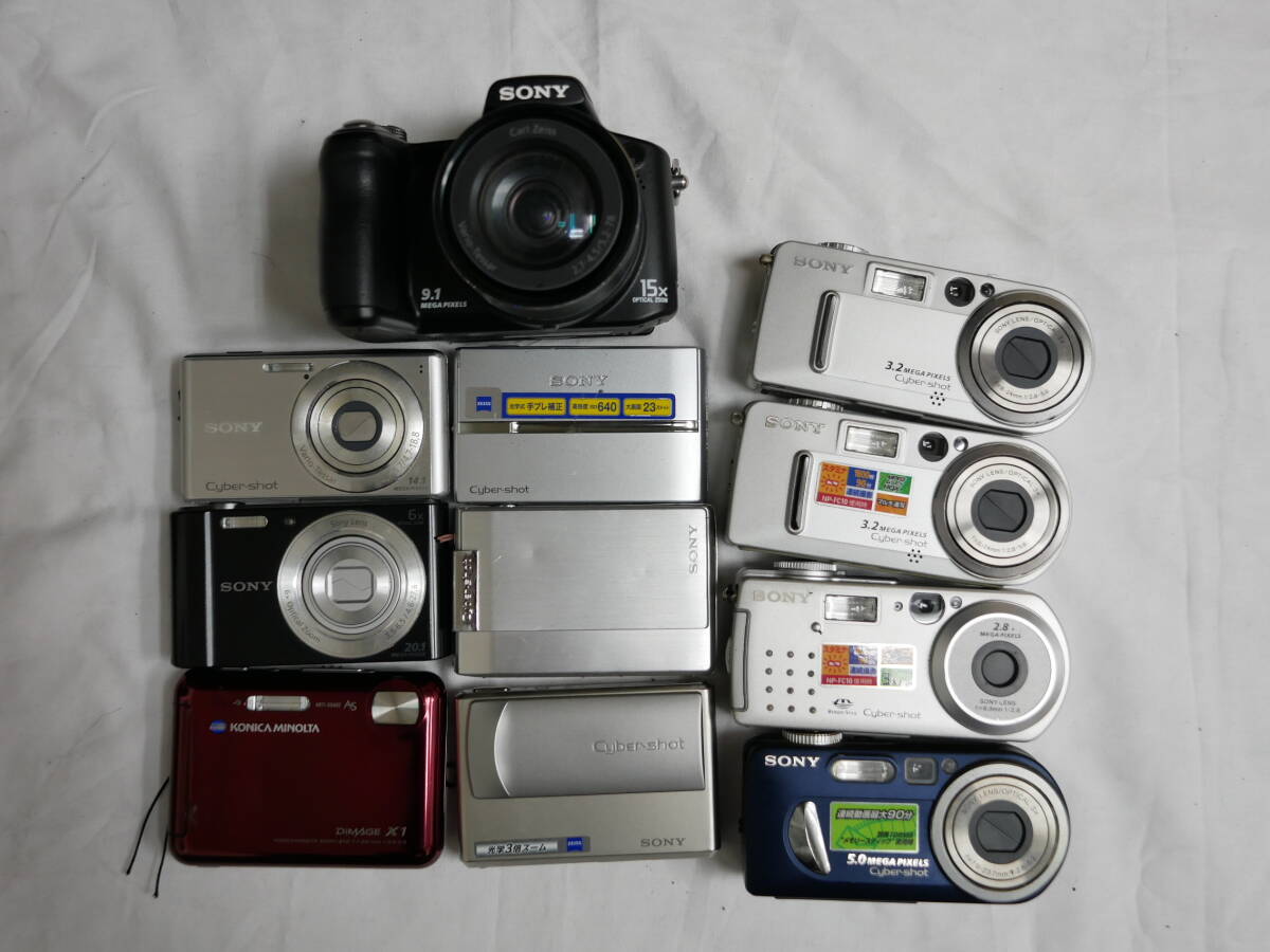 28 Sony コンデジ11台まとめ cyber-shot DSC-H50 P10 P3 P7 P7 T1 T100 T9 DSC-W530 DSC-W810 dimage X1 minolta 