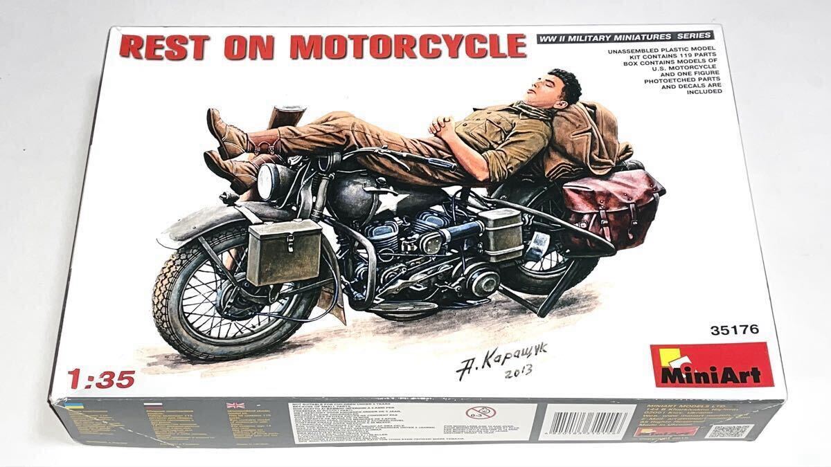 ミニアート　35176 1/35 WWⅡ アメリカ軍用バイク 休息中　REST ON MOTORCYCLE